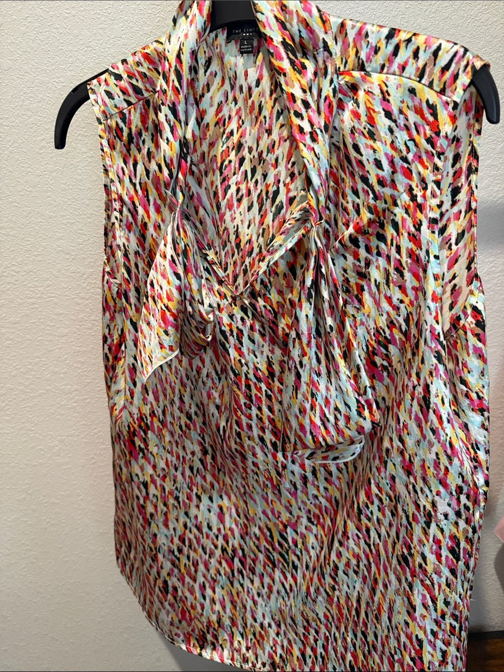 The Limited Multicolor Abstract Print Blouse - Pink, Red, Black, Yellow, Aqua